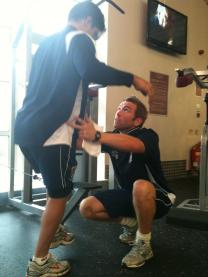 Craig works with former player Johann Myburgh before the 2011 season
